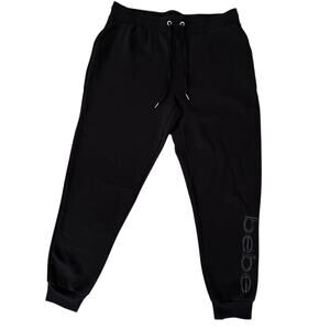 Bebe Sport Joggers Pants XL Black Rhinestone Logo Sweatpants Y2K Glam Athleisure